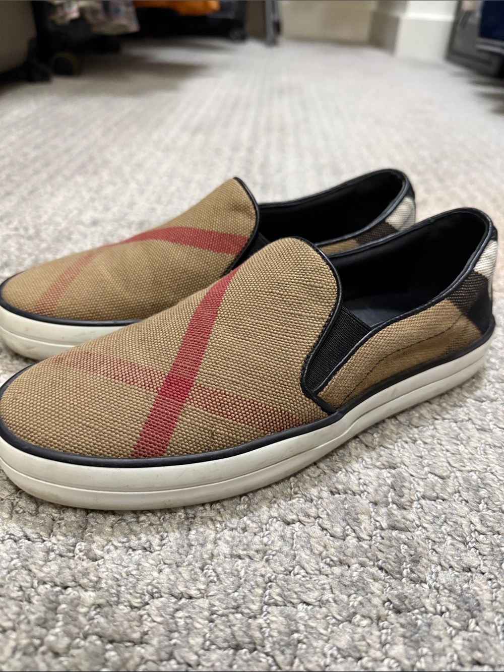 Burberry Tan Check Slip-On Women’s Shoes - Picture 2 of 2